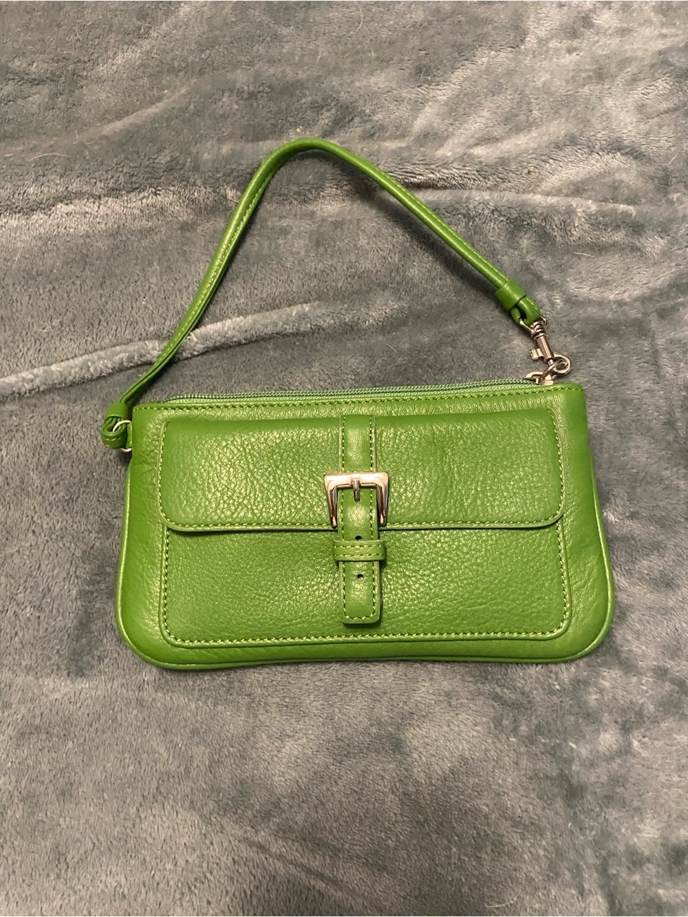 Talbots Lime Green Leather Wristlet Clutch
